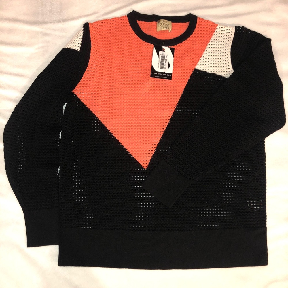 Ronny Kobo Color Block Knit Sweater